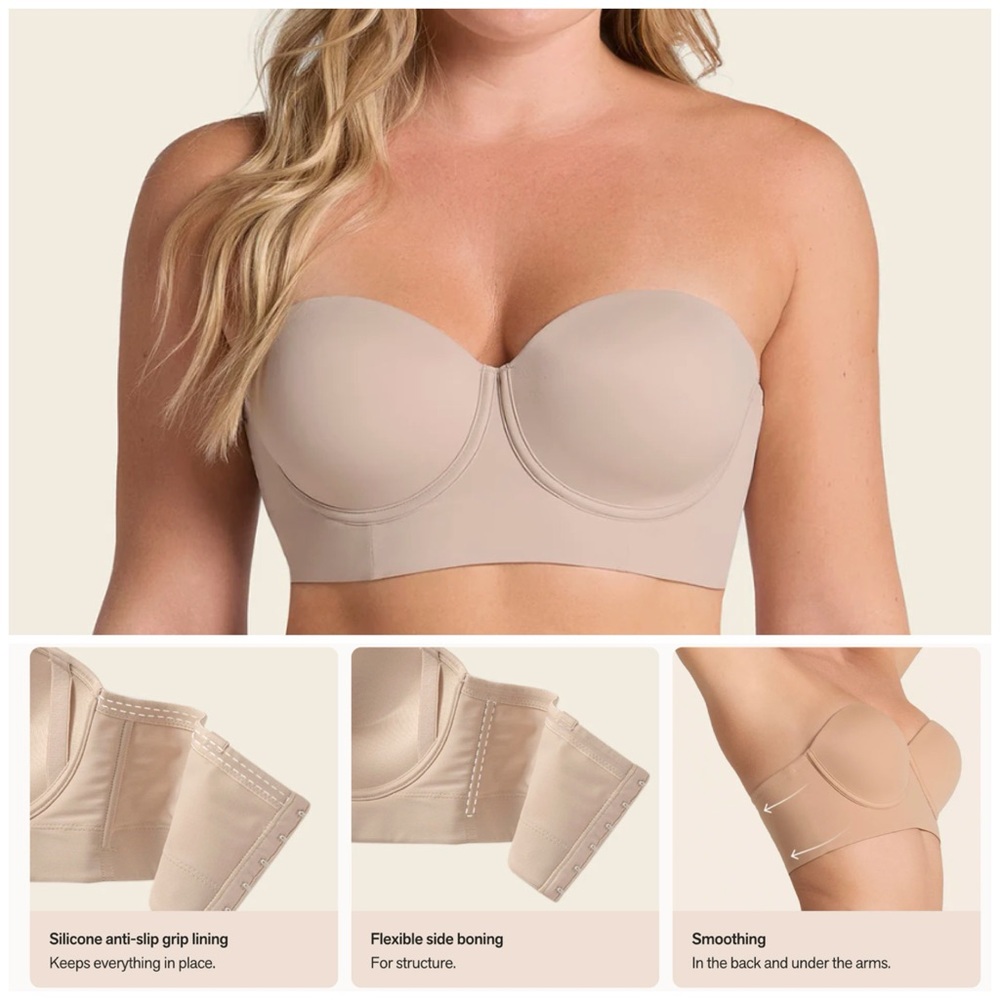 Leonisa Nude Strapless Balconette Longline Contouring Bra 40C NWT